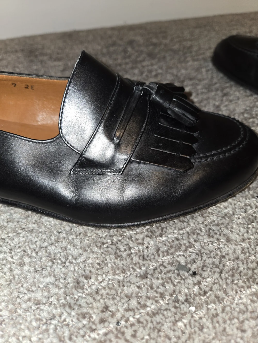 Salvatore Ferragamo Men's Black Leather Tassel SlipOn Loafer 9 EE Classic Luxury